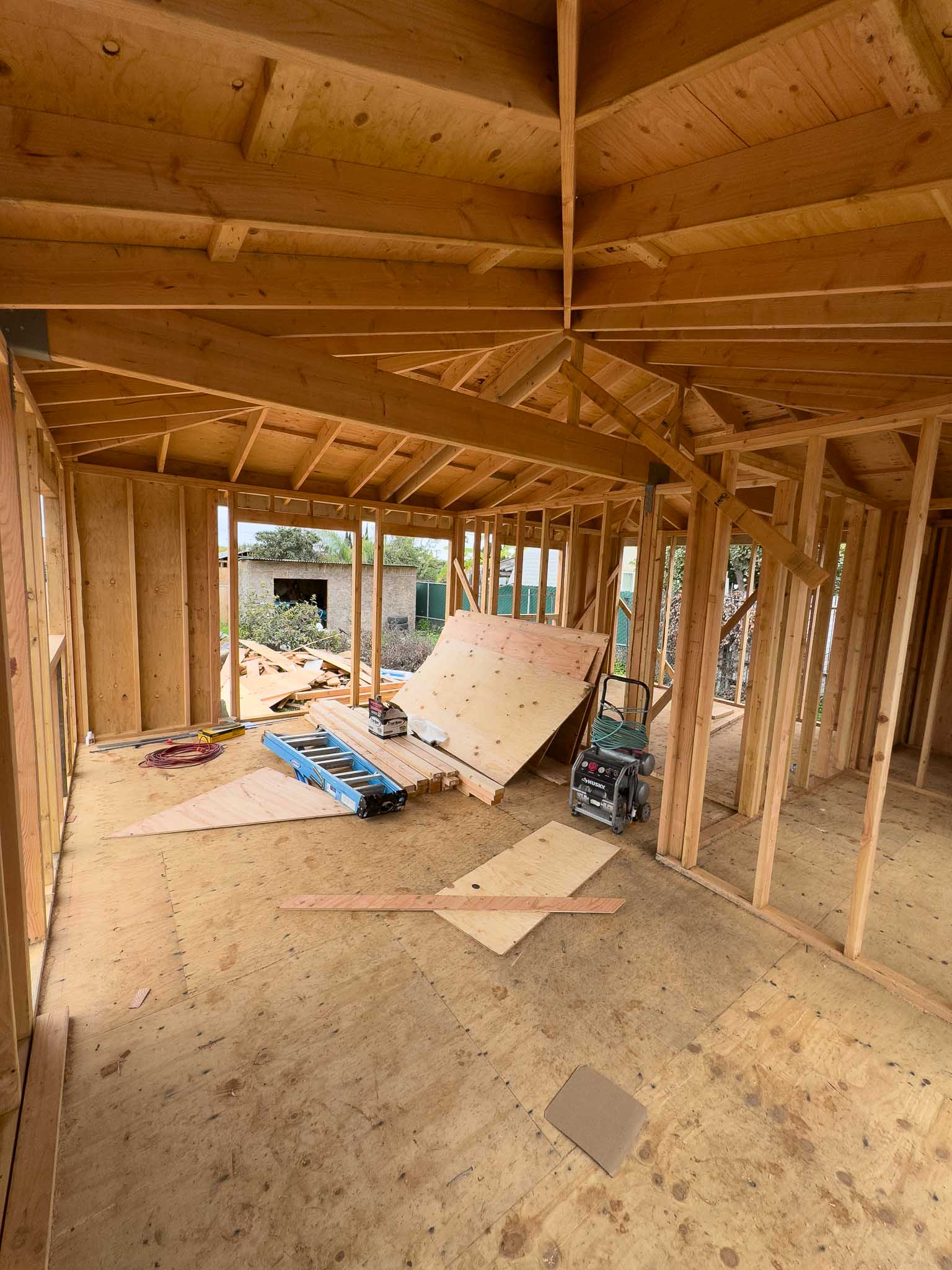 interior framing of a 500 square feet detached ADU in Chula Vista for a single family home, performed by a general renovation contractor