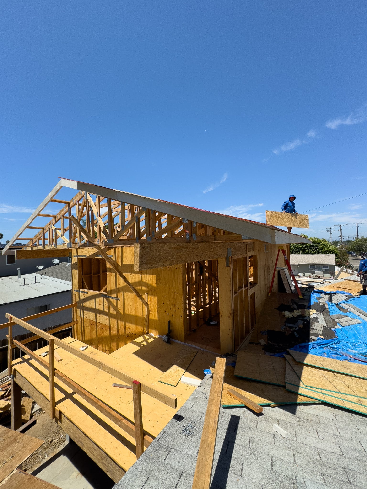 House Addition during rough framing - second story above garage