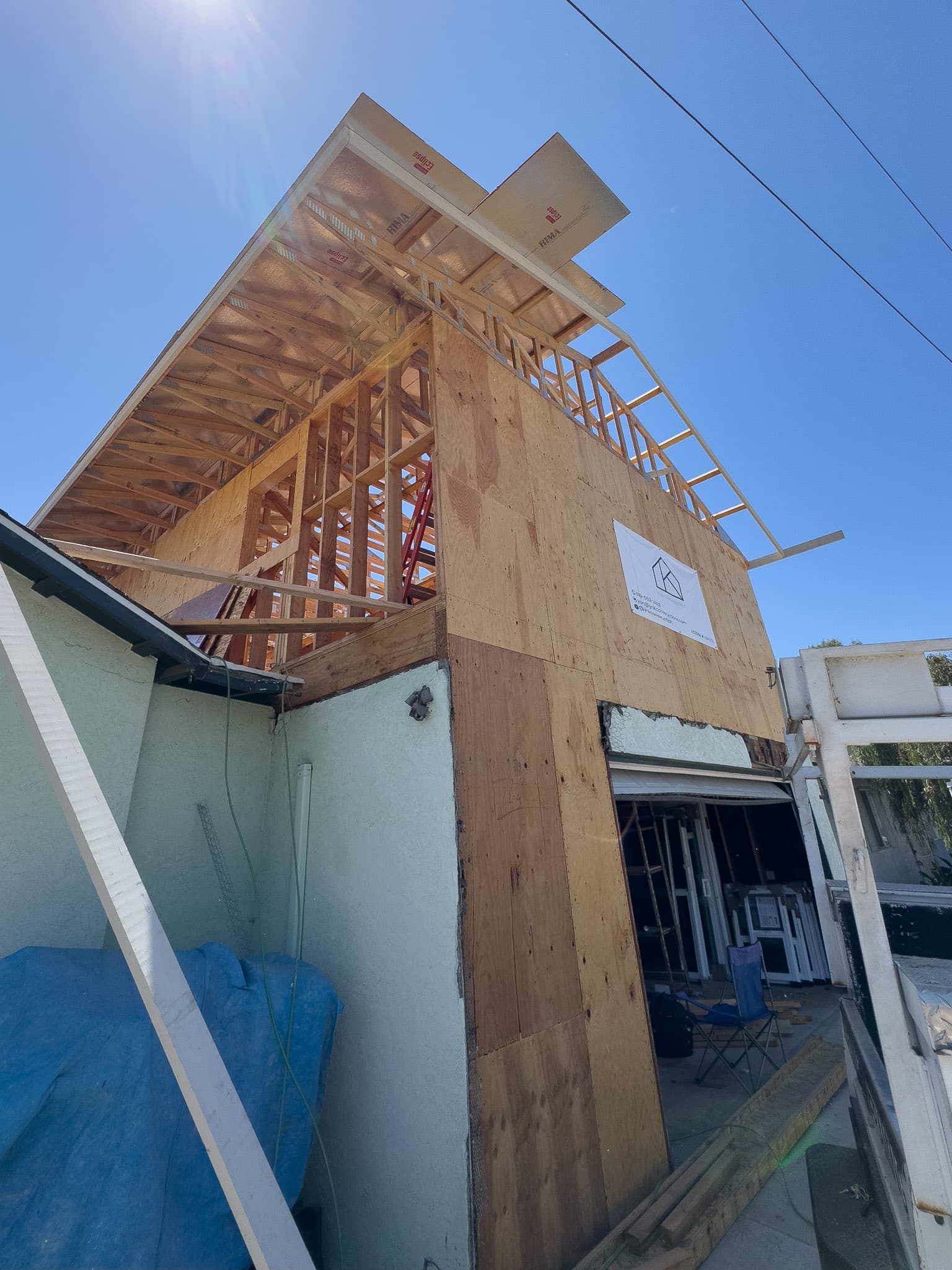 House Addition during rough framing - second story above garage